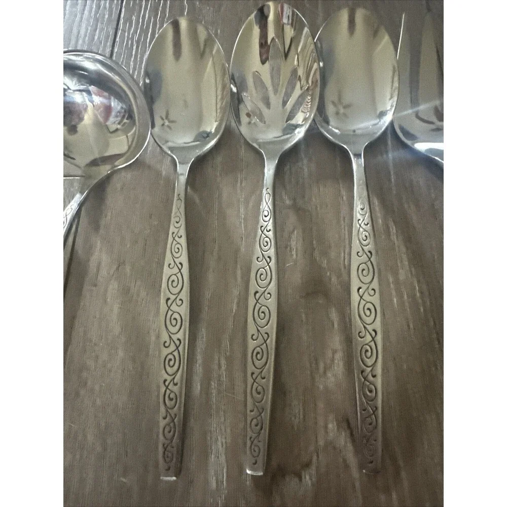 Gorham Spanish Scroll Stainless Serving Spoons Ladle Cold Meat Fork Lot Of‎ 7